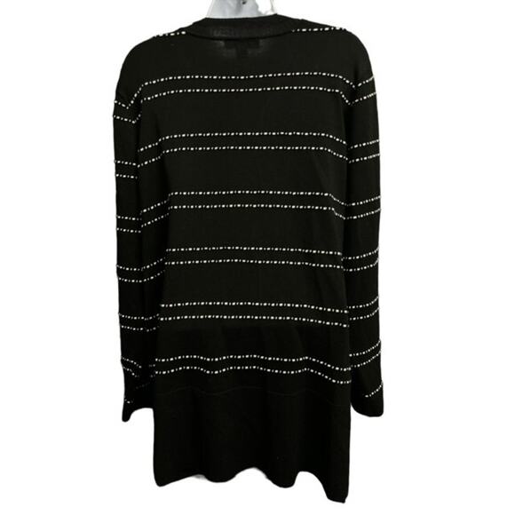 Tribekko 44 Open Cardigan 1X Sweater Cozy Black White Rayon Pockets Long Sleeves - Picture 5 of 5
